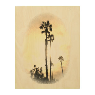 Impression en bois - Palmes de lever du soleil