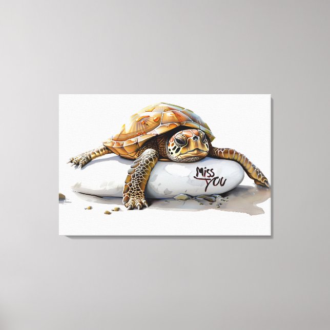 Impression en toile de tortue "Miss You" (Recto)