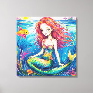 Impression en toile étirée - Petite Sirène & Mer