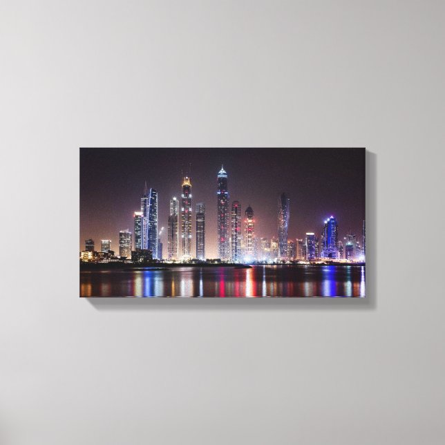 Impression en toile étirée - Skyline Dubaï à la nu (Recto)