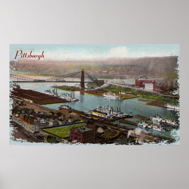 Impression en toile vintage Pittsburgh 1800 (Devant)