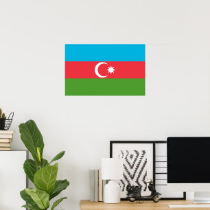 Impression encadrée avec Drapeau d'Azerbaïdjan