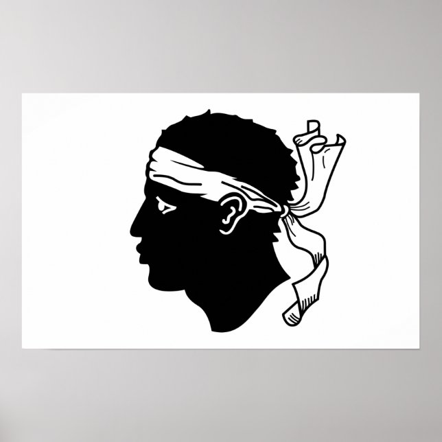 Impression encadrée avec Drapeau de Corse, France (Devant)