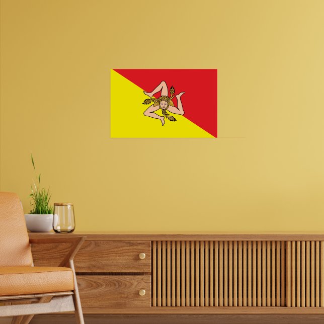 Impression encadrée avec Drapeau de Sicile, Italie (Salon 2)