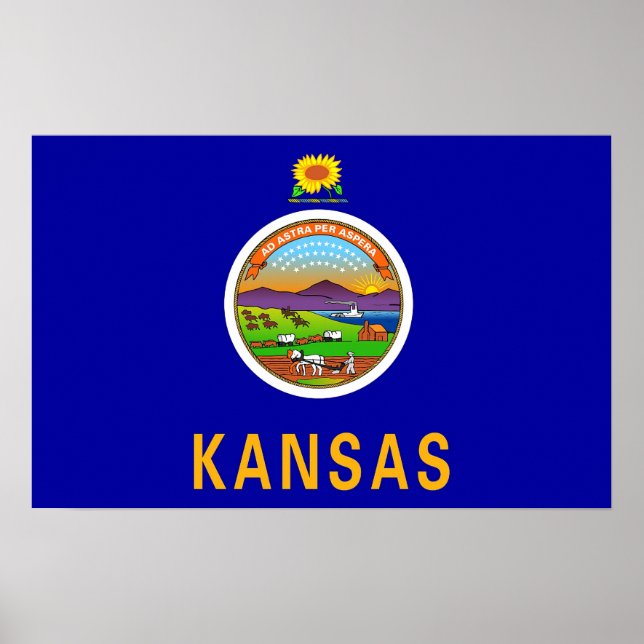 Impression encadrée avec Drapeau du Kansas, U.S.A. (Devant)