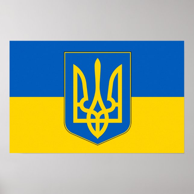 Impression encadrée avec Drapeau d'Ukraine (Devant)