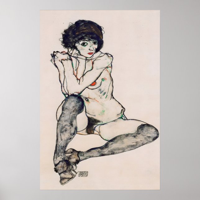 Impression expressionniste d'Egon Schiele Sitzende (Devant)