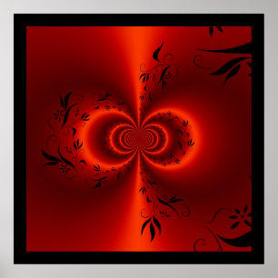 Impression Fleurie Abstraite Rêve Rouge & Noir