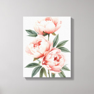 Impression Florale Aquarelle de Pivoines Roses Pal
