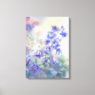 Impression florale bleue pourpre de delphinium sur
