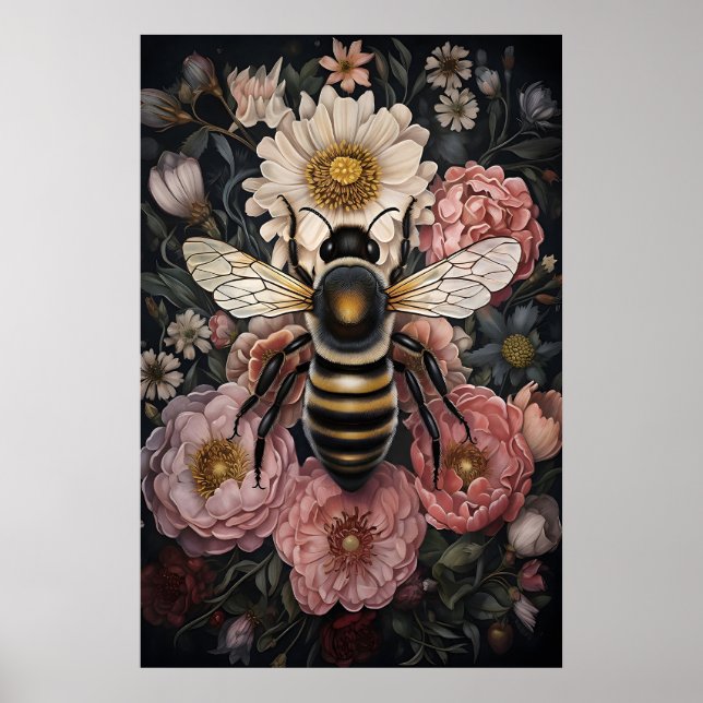 Impression florale d'abeille bourdonneuse lunatiqu (Devant)
