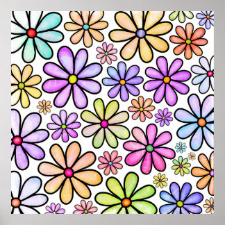 Impression florale en plan