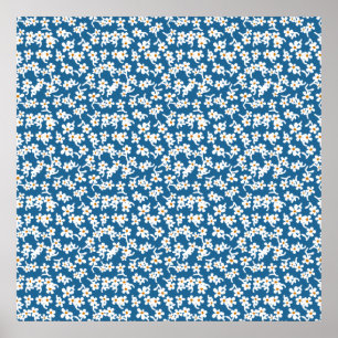 Impression florale les années 70 en bleu, Floral V