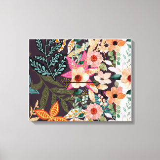Impression florale multicolore sur toile.