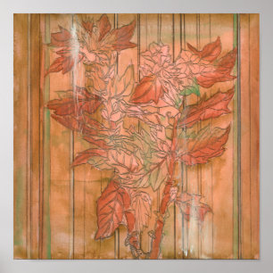 Impression florale orange moderne sur Arrière - pl