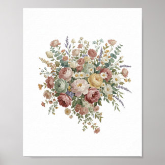 Impression florale pastel romantique sur toile