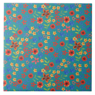 Impression florale rétro chic sur carreaux céramiq
