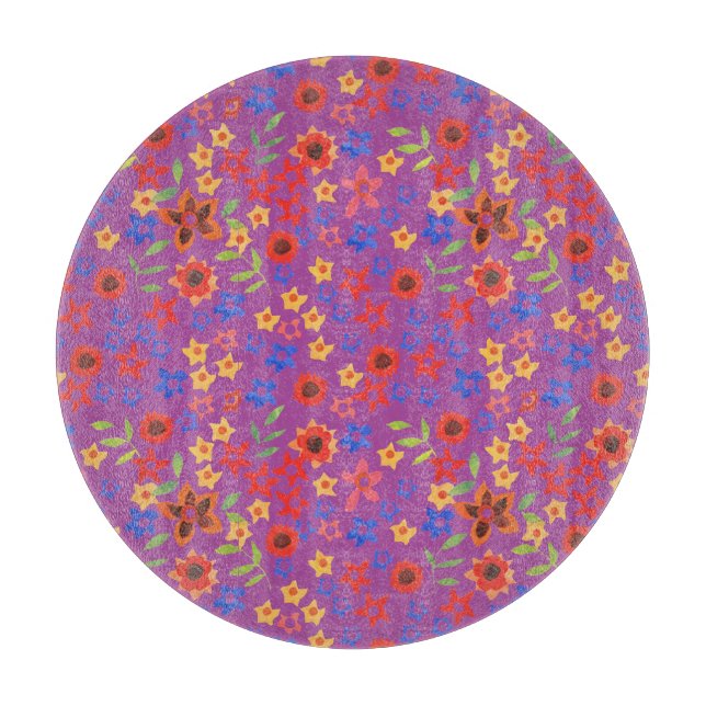 Impression florale rétro sur planche à découper en (Devant)