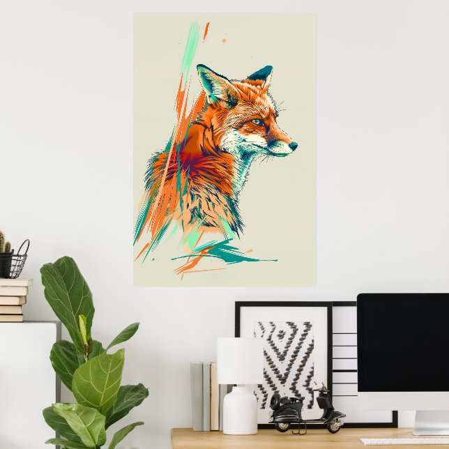 Impression Fox Art Abstraite, Illustration vive (Bureau à domicile)