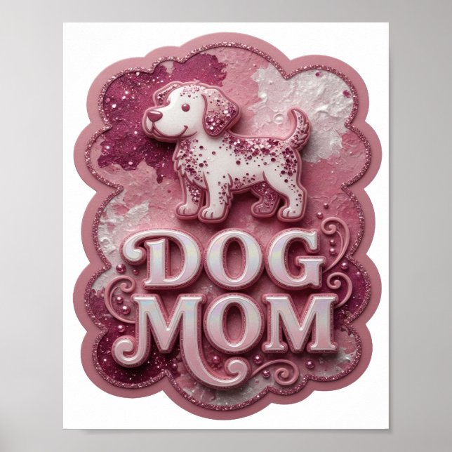 Impression fraîche argentée DOG MOM (Devant)