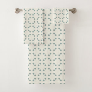 Impression géométrique blanche avec pois bleu-vert
