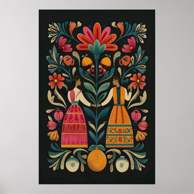Impression Giclée d'art populaire mexicain Figures (Devant)