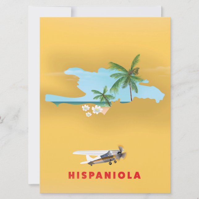 Impression illustrée de la carte d'Hispaniola. (Devant)