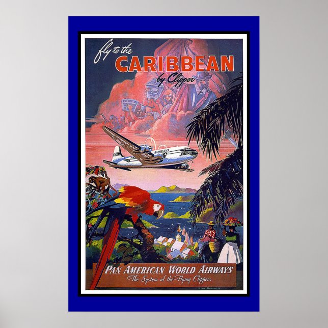 Impression Image Rétro Vintage Voyage Caraïbes (Devant)