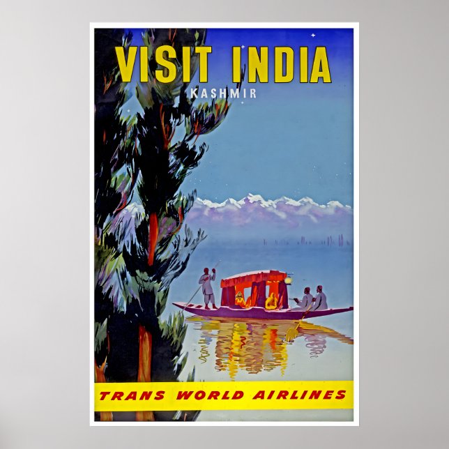 Impression Kashmir Inde Art TWA Voyage Affiche (Devant)