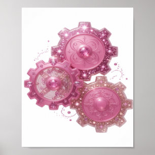 Impression MACHINE À ENGRENAGES ROSE Argent Crisp