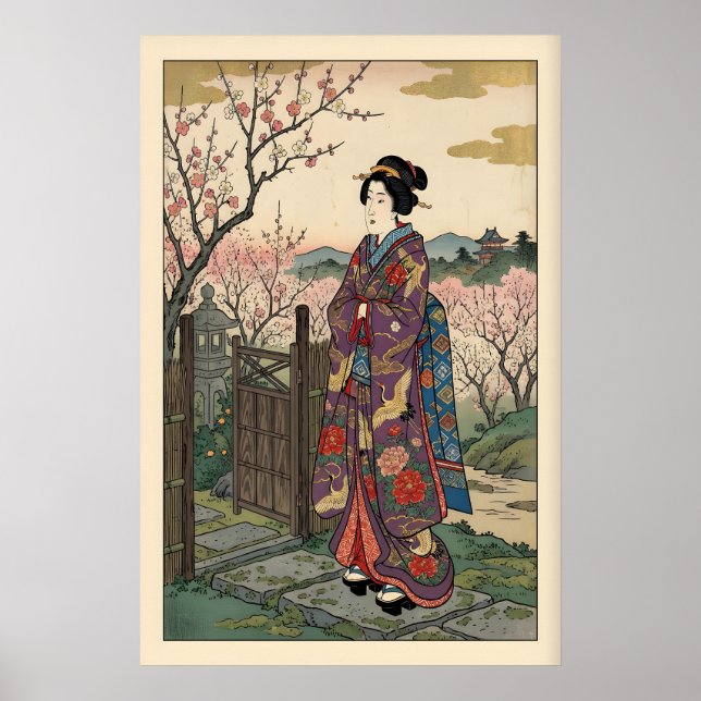Impression Maiko Hanami Kimono Floral Vintage (Devant)