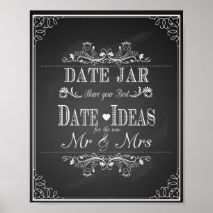 Impression mariage "pot de date" Tableau noir vint