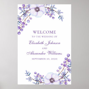 Impression mariage violet. Fleurs violettes signe
