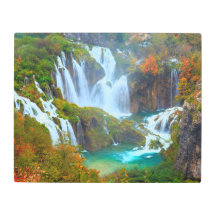 Impression métallique de chute d'eau Plitvice