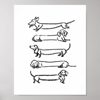 Impression minimaliste d'une esquisse Dachshund