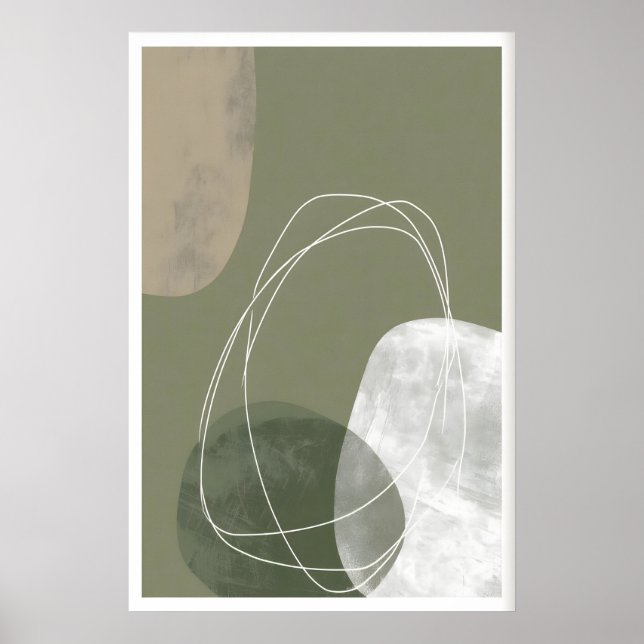 Impression Moderne Abstraite Formes Rondes Organiq (Devant)