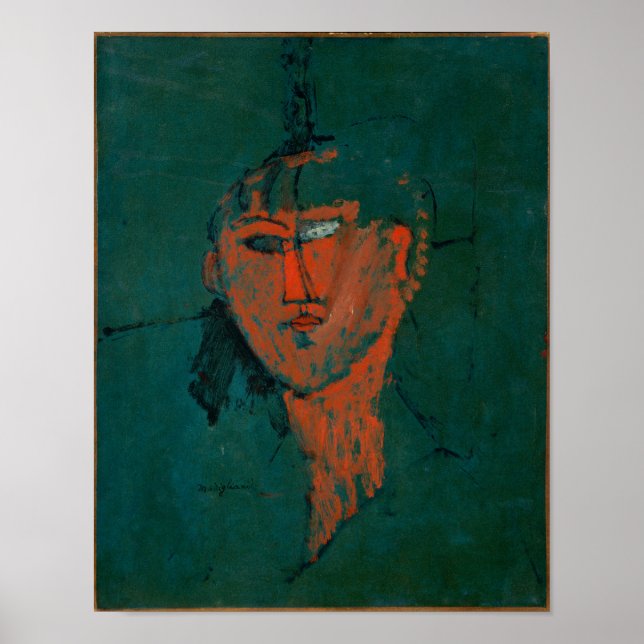 Impression Modigliani Abstrait Orange Green Art (Devant)