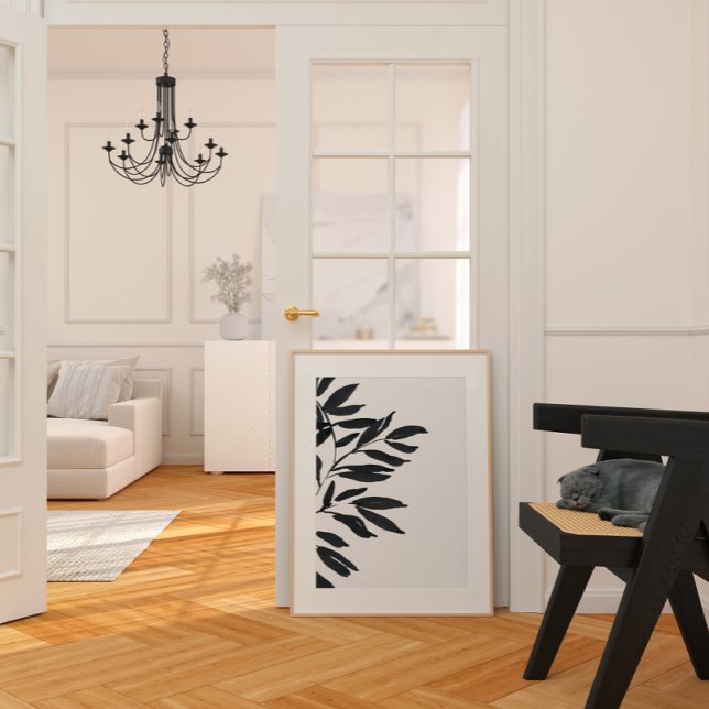 Impression monochromatique noir et blanc japandi (Black and white simple print Japandi)