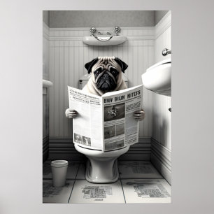 Impression murale de salle de bain drôle Pug Toile