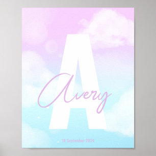 Impression murale initiale d'art rose