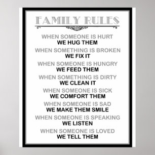 Impression ou affiche des règles de famille