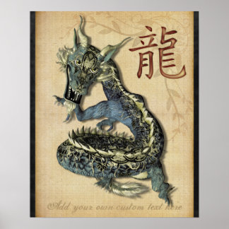 Impression personnalisée Dragon bleu chinois