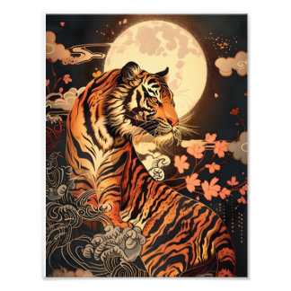 Impression Photo 満月と虎、夜の静けさ/Full moon and tiger, stillness of night