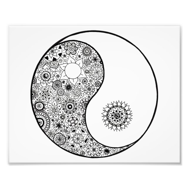 Impression Photo 10x8 Belle main illustrée Yin Yang Art (Devant)