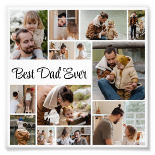 Impression Photo 12 Meilleur Papa Collage de Photos Agrandissement