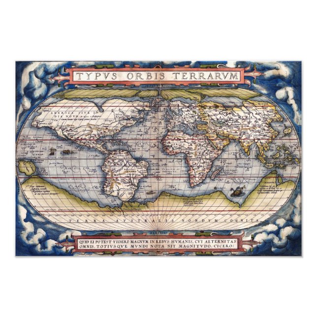 Impression Photo 1564 World Map by Ortelius (Devant)