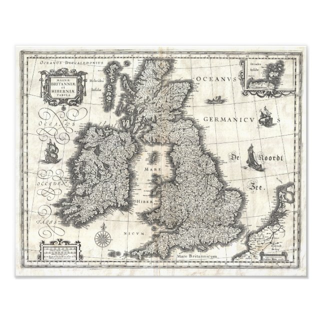Impression Photo 1631 Map of the British Isles by Joan Blaeu (Devant)