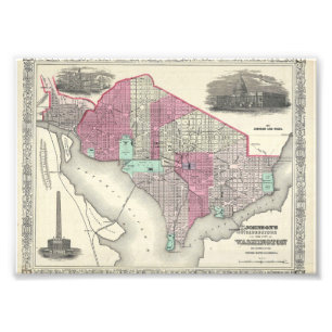 Impression Photo 1866 Johnson Map of Washington D.C.