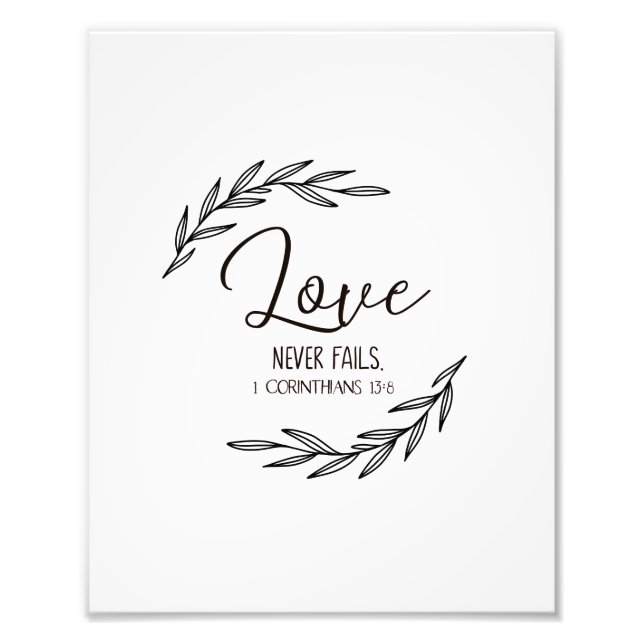 Impression Photo 1 Corinthiens 13:8, L'amour ne échoue jamais (Devant)