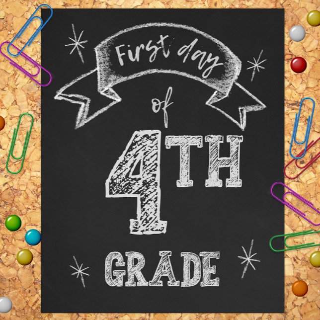 Impression Photo 1er jour de 4e année, 1er jour Retour à l'école (Créateur téléchargé)